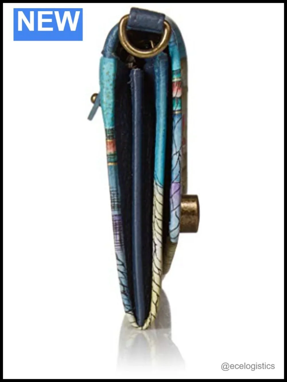 Hand-Painted Genuine Leather Vintage Wristlet Clutch with Turn Lock